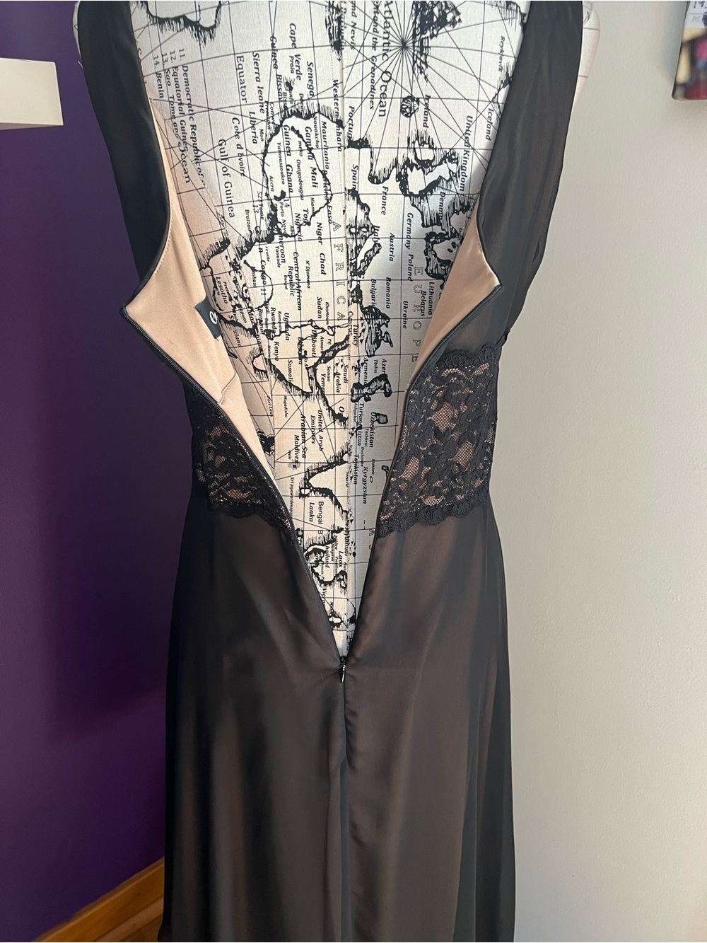 connected apparel Beige Lined Black Lace Waist Dress - Picture 8 of 9